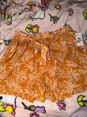 Jessica Simpson Orange Tropical Tie-Waist Bermuda Shorts